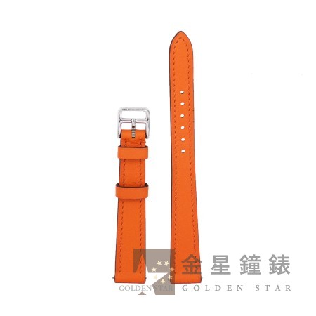 愛馬仕 原廠橘色Swift小牛皮錶帶 + 原廠不銹鋼材質錶扣