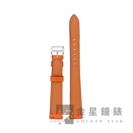 愛馬仕 原廠橘色Swift小牛皮錶帶 + 原廠不銹鋼材質錶扣