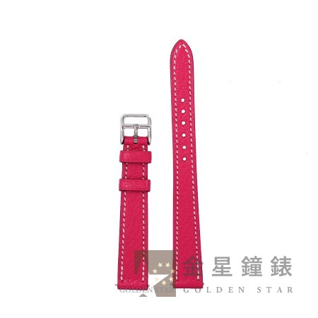 愛馬仕 原廠桃紅色Mysore山羊皮錶帶 + 原廠不銹鋼材質錶扣