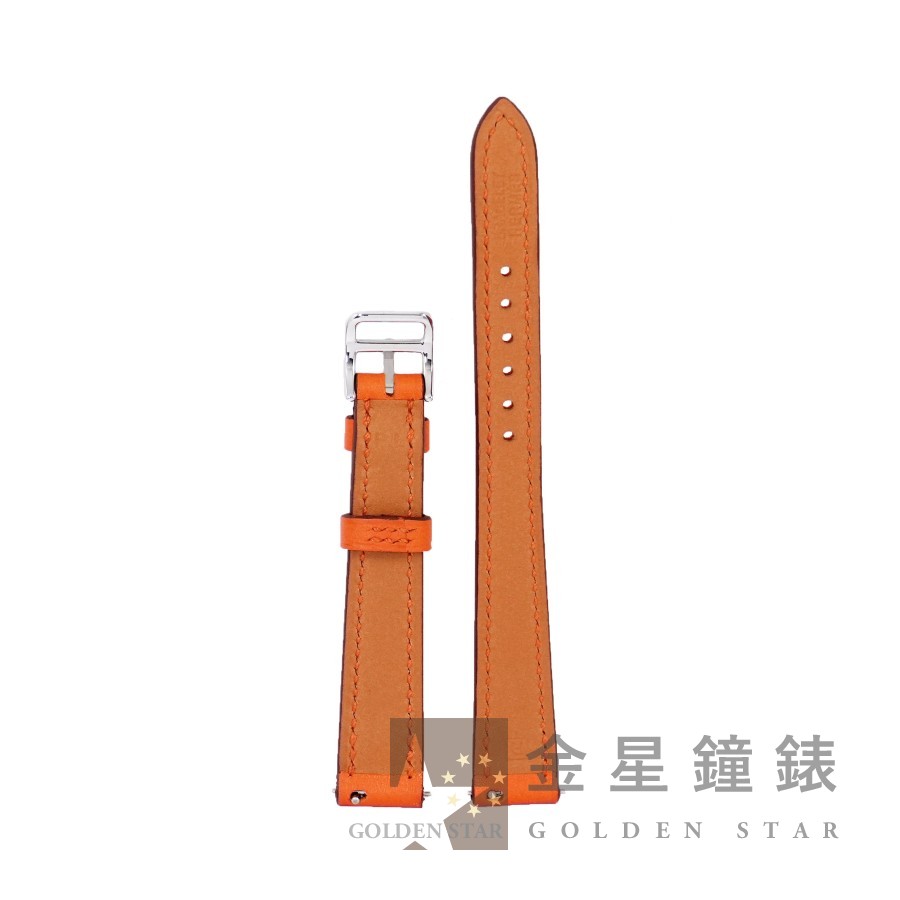 愛馬仕 原廠橘色Swift小牛皮錶帶 + 原廠不銹鋼材質錶扣